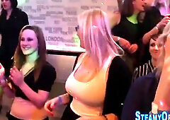 Cfnm party teenager blows on ebony strippers large penis