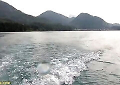 Real german three-some screw fuckfest at the lake with golden-haired hottie and brunette hair aged doxy.