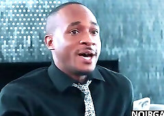 White hunk fucking his black gay best men in threesome