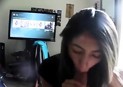 Sexy slim teen sucks a big cock before getting rammed deep