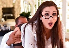 Sweet white secretary Gabriella Paltrova fucks with a hard black penis