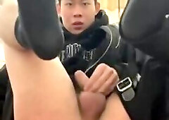 Chinese straight man show his asshole to girlfriend