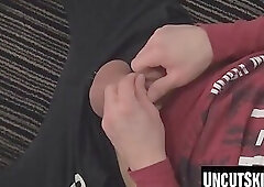 Horny boy beats off alone watching dirty videos