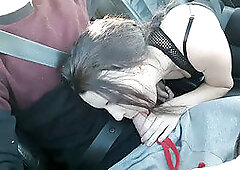 Gym clothes, car sex, backseat car sex