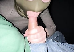 PUBLIC ORAL TO A STRANGER IN THE CAR: Mask, Cigarette and Cum in Cum drum