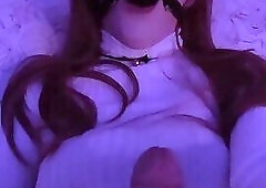 French crossdresser masturbates and cum