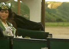 Carriage Sex in the Wild West - Bushy Brunette hair in a Corset Rides Penis