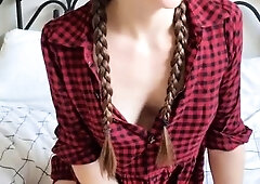 Small titted babe toys her pussy on webcam