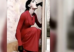 Crossdresser sucks ebony sex tool
