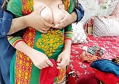 Pregnant Indian wife moans in pleasure as hubby's friend pounds her at home with Hindi audio