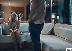 Shemale stepmom lets stepson analed her for finding her ring