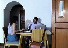 My ex-girlfriend called me to aid her with a job and this babe didn't know that the job was to bang her until this babe came