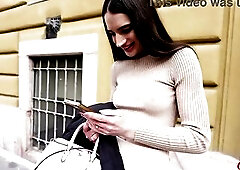 GERMAN SCOUT - Eye Rolling Climax for skinny french Angel Candie Luciani at Casting Bang