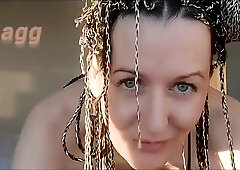 Long-haired woman dominates the camera with hairy armpits and bold self-worship
