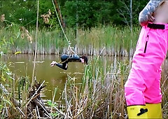 Lezdom beauty in erotic assfucking domination by a quiet serene river