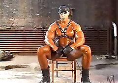 Sean Allan Sexy Posing and Flexing in Leather Harness