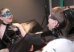 Princess Spits Profusely In The Slaves Face Smears Fragrant Saliva On His Face With Her Boots