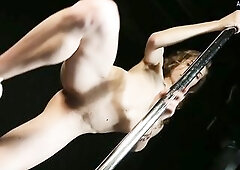 Pretty stripped ballerina Annett A dances on a pole. A dancer hotty with a breathtaking female body widens her supple lengthy hawt legs wide, demonstr