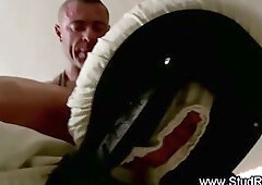 Horny gay masseur checks out his straight client