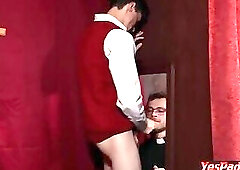 Servicing cock at the Church Gloryhole