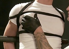 Christian Wilde introduces his new submissive in a wild leather wrestling session