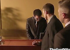 Muscled studs buttfucking in hotel room