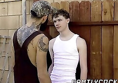 Inked hillbilly barebacks homo delinquent stepson