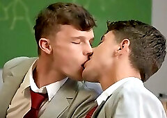 Joey sucks Jake's delicious cock in the classroom