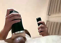 Big and Huge Cock Masturbates in His Bedroom