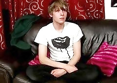 Talked gay boy into masturbation on sofa