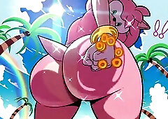 Amy's doxy slaps her corpulent, fleshy, soaked butt