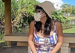 Tanned asian, public tease, pov sex