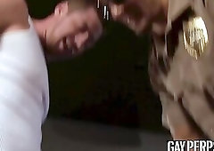Gay suspect hammered hard by police officer and another stud