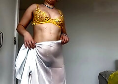 Nude try on haul, natural tits, hairy pussy