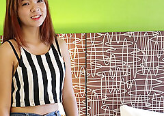 Redhead Asian chick Muai gets all creamy on that cock