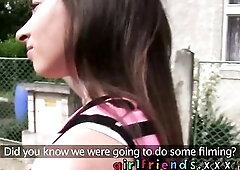 Girlfriends Shy brunette hair makes hotel room sex tape with hawt golden-haired