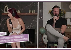 Purple haired pretty gal scarlette moon splashes all over quinton james' cock