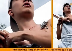 Colombian twink Adrian Morelli shows off his smooth body in the jacuzzi