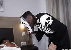 Interracial ass slam with a massive ramrod that cums on the beauty's face after making her squirt.