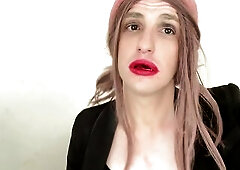 Hawt Russian tgirl Cum1ra passionately bangs herself in the pleasant butt and aperture with a giant sextoy