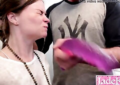 Jade Kink deepthroats a massive vibrator. Sucks penis and used like a bitch.