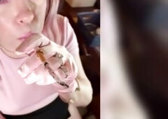 Your cute girly Tina is clothed up in pink short satin gloves and rings. I smoke a cigarette in a fascinating antique cigarette holder. Lots of close-