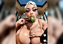 Cucumbers chronicles Hot Ai generated baddie play with cucumber