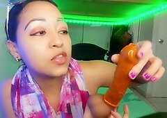 Your sexy Mexican girlfriend Saturno Squirt shows you how to put on a condom in a fun and steamy way