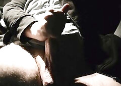 Jerking off my large schlong on the side of the road in the car