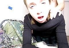 POV blowjob footjob handjob with Karla Kush eating cum