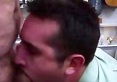 Amateur sucks cock in gay threesome for cash on camera