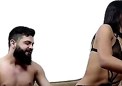 A hot, well-endowed trans woman getting a lot of dick in her little ass.