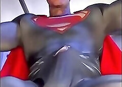 Huge hunk of man jerks off in different superhero costumes