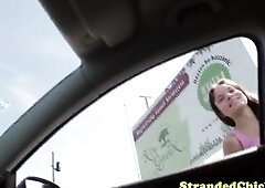 Hungarian hitchhiking teen gets her vagina spunk fountain during outdoor pov screw